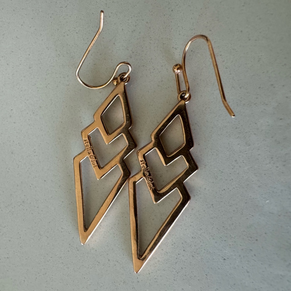 Stella & Dot Rose Gold and Crystal Earrings - Picture 3 of 3